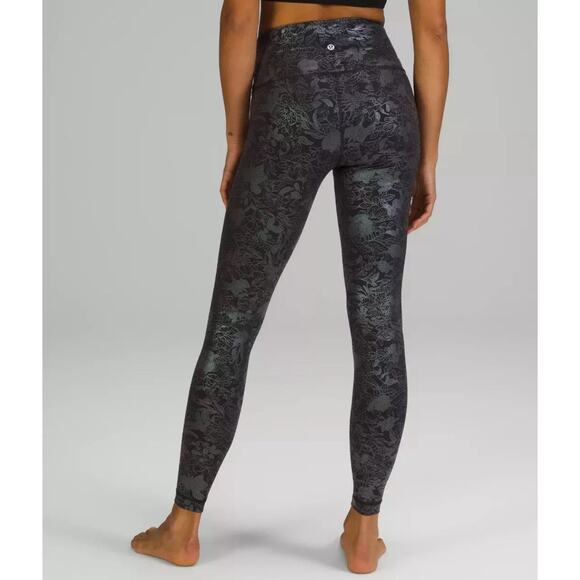 Lululemon Wunder Train Tight 25” Foil Size 8 Logo Flourish Black Iridescent Foil - Picture 11 of 15